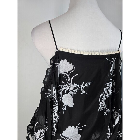 $440 Alice + Olivia Holden Embroidered Cold Shoulder Dress Large L - Picture 9 of 16